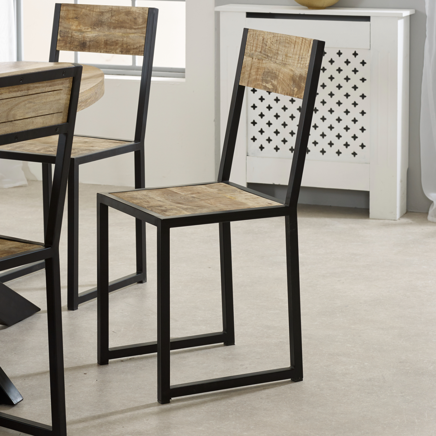 Cosmo Industrial Metal & Wood Dining Chair (Sold in Pairs) - Image 7