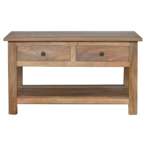 Solid Mango Wood Oak Finished Country 4 Drawer Coffee Table
