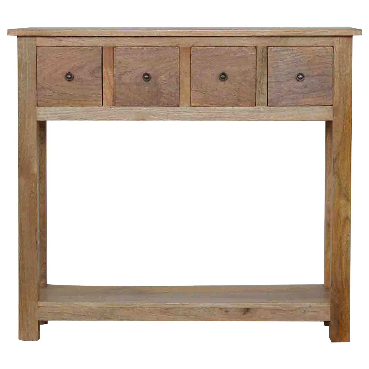 Solid Mango Wood Oak Finished 4 Drawer Country Console