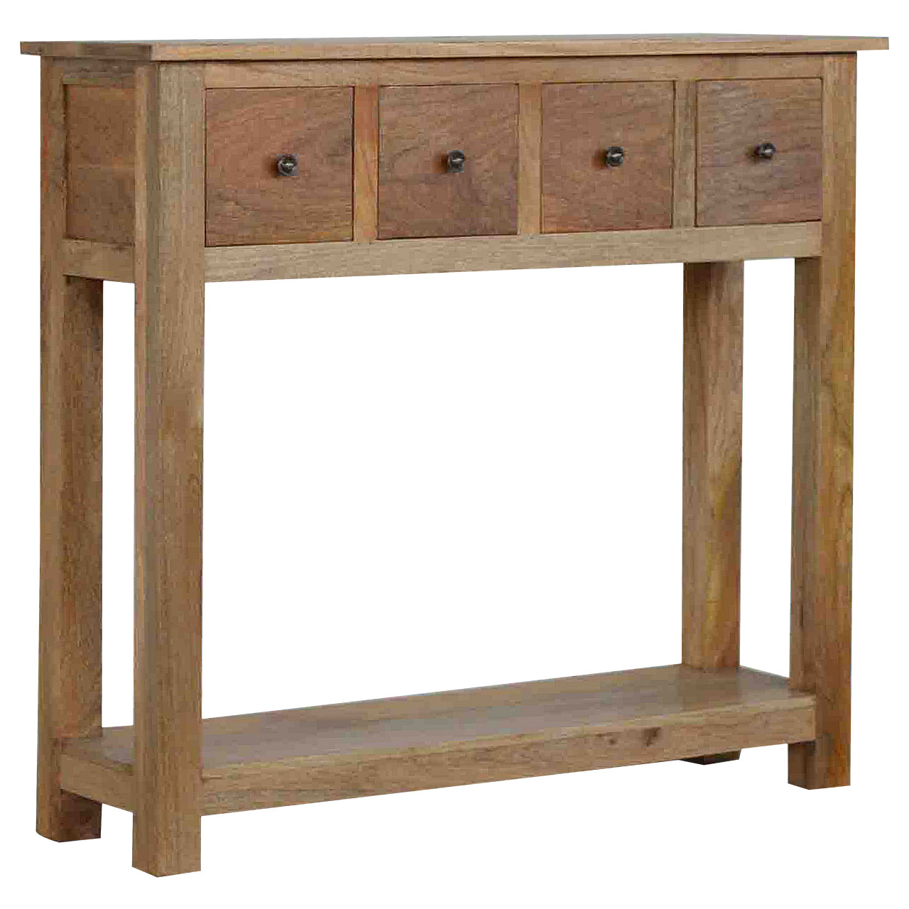 Solid Mango Wood Oak Finished 4 Drawer Country Console - Image 2