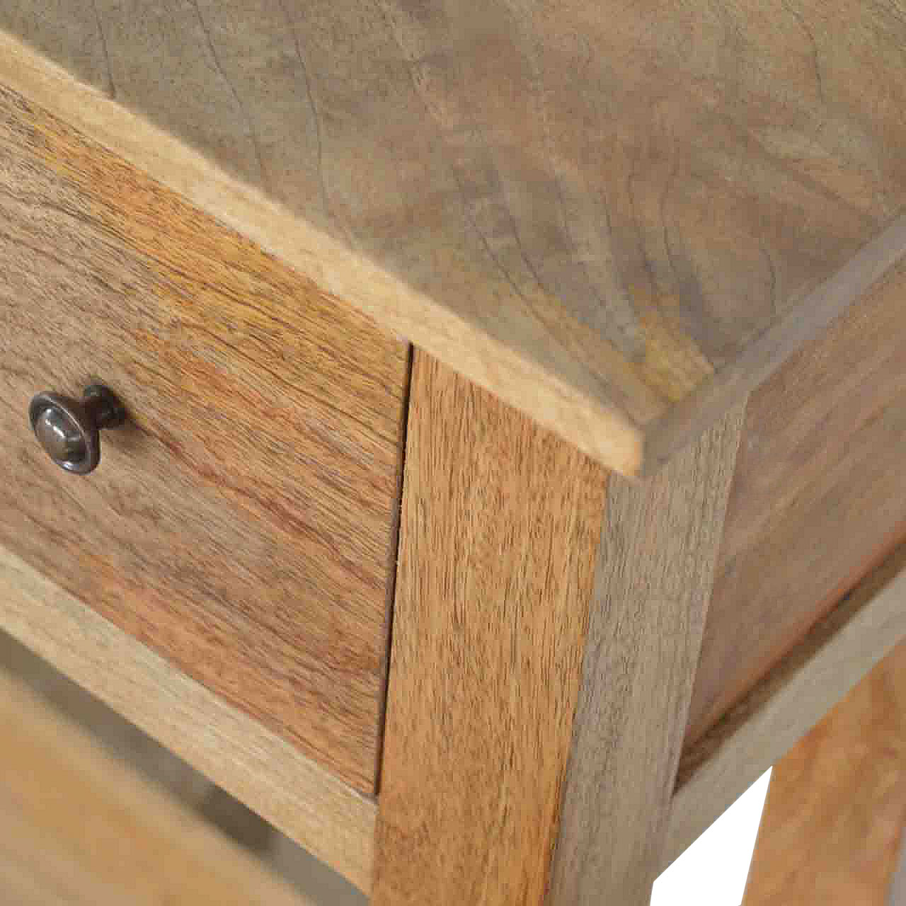 Solid Mango Wood Oak Finished 4 Drawer Country Console - Image 5