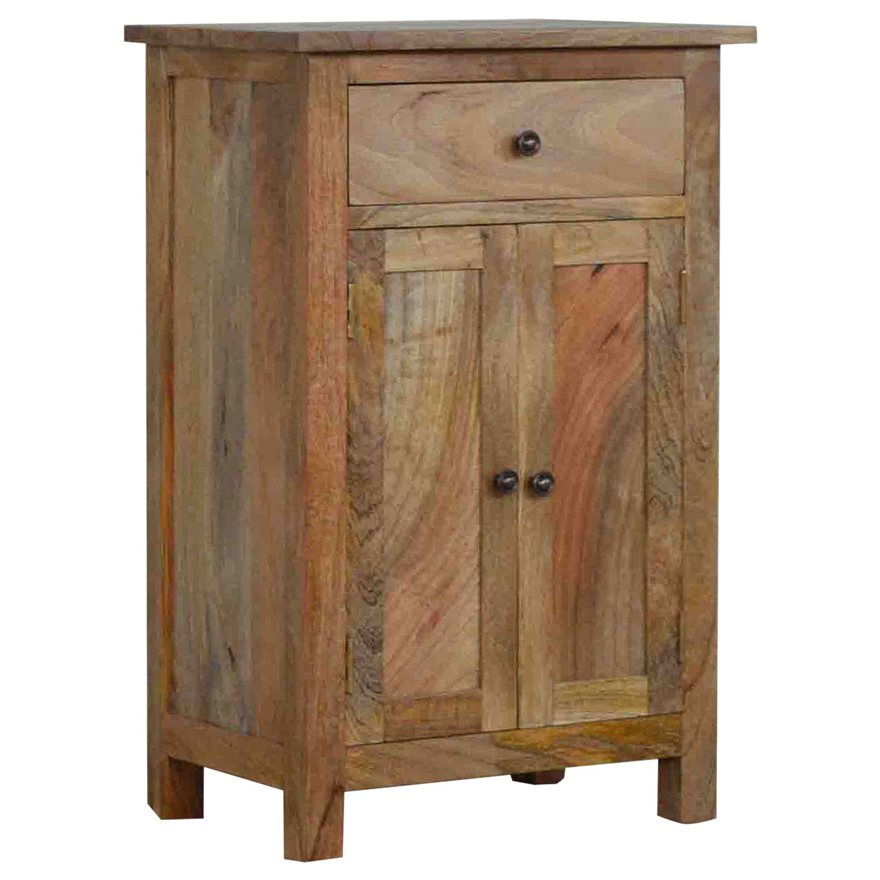 Solid Mango Wood Oak Finished 2 Door Cabinet - Image 2