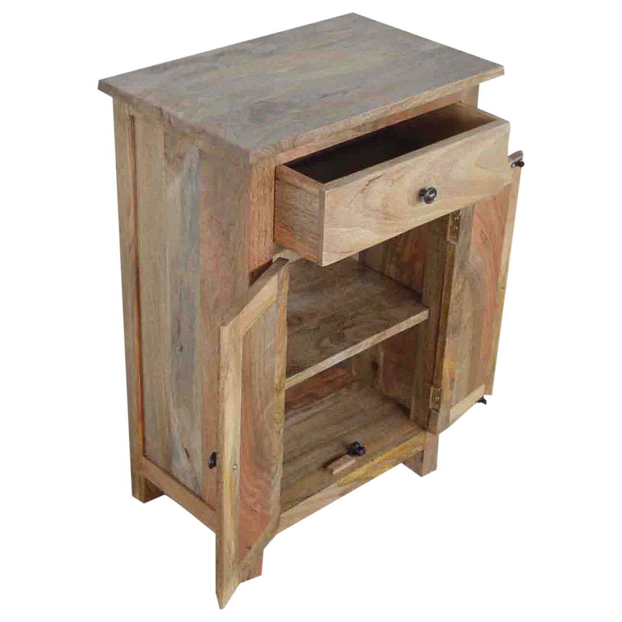 Solid Mango Wood Oak Finished 2 Door Cabinet - Image 6