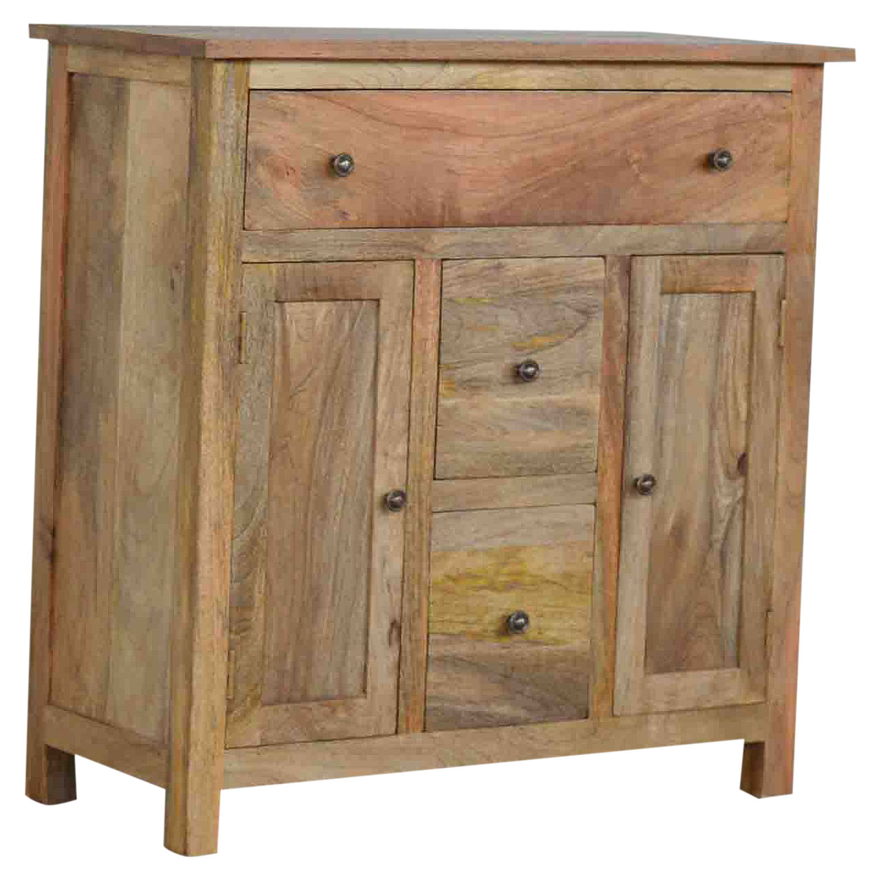 Solid Mango Wood Oak Finished 3 Drawer 2 Door Country Console - Image 3