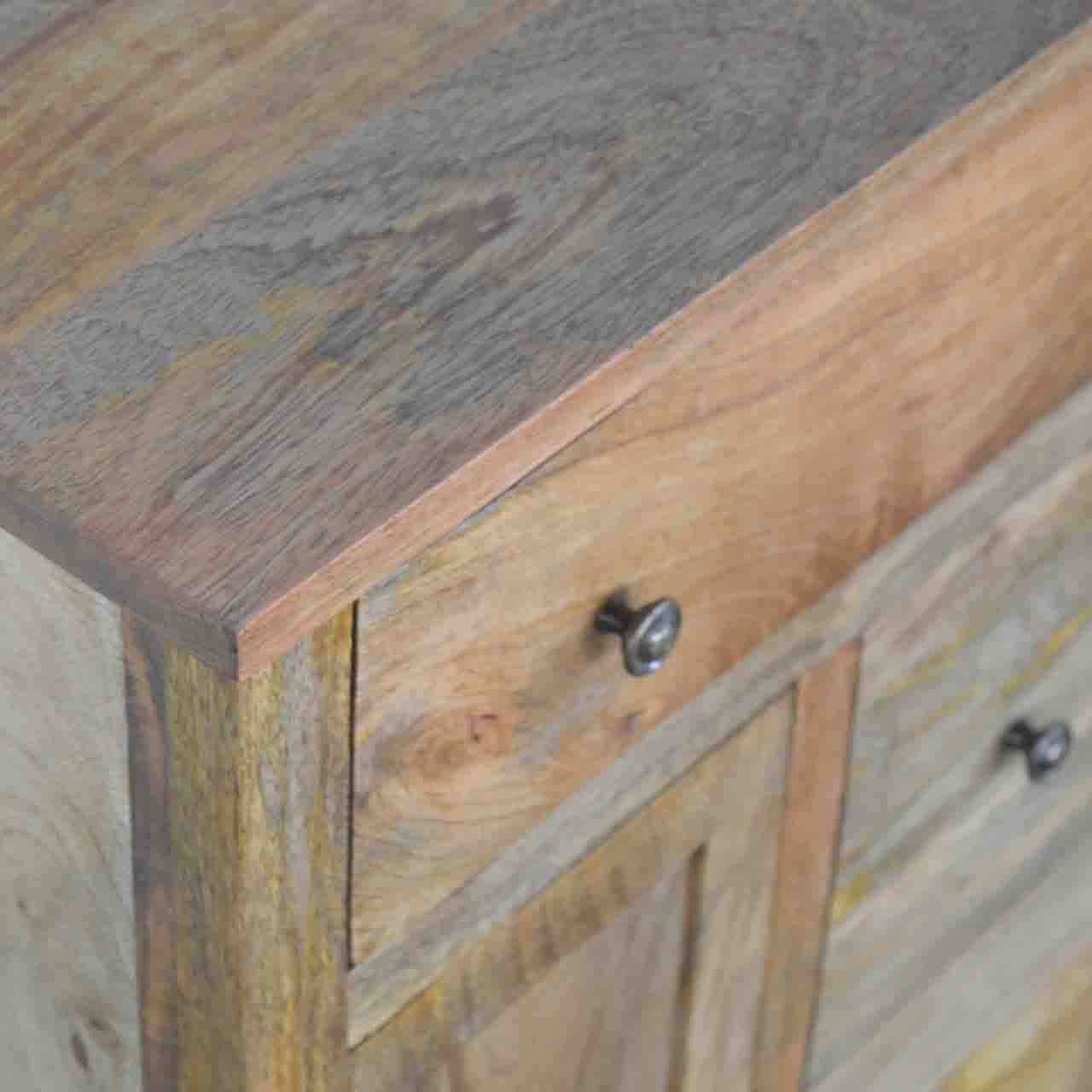 Solid Mango Wood Oak Finished 3 Drawer 2 Door Country Console - Image 4
