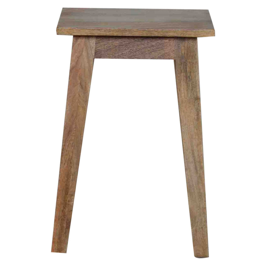 Solid Mango Wood Oak Finished Nordic Style Accent Stool