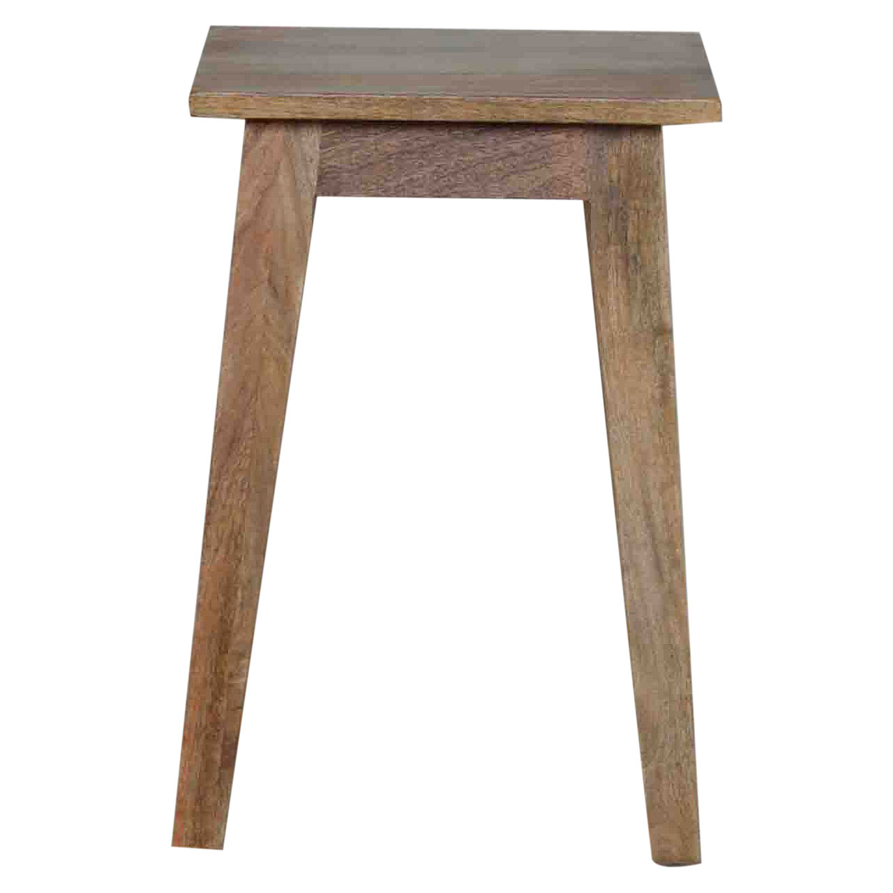 Solid Mango Wood Oak Finished Nordic Style Accent Stool