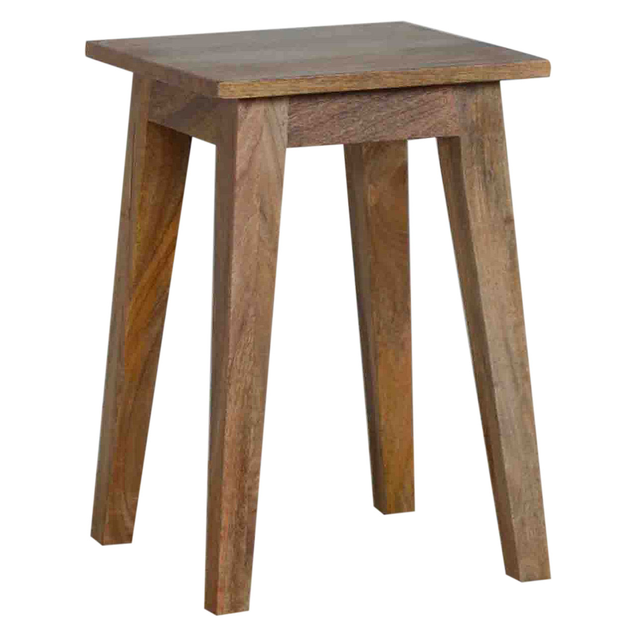 Solid Mango Wood Oak Finished Nordic Style Accent Stool - Image 8