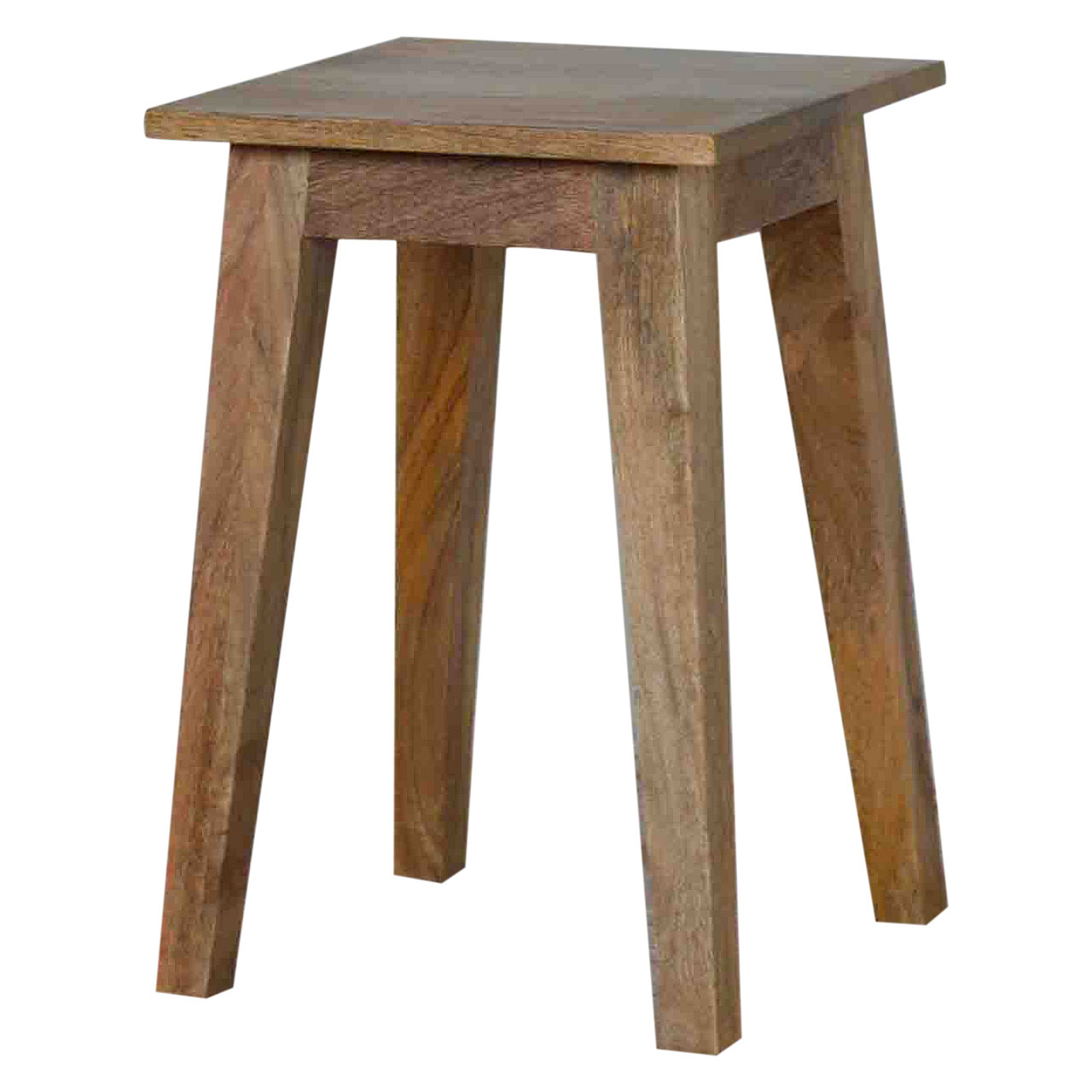 Solid Mango Wood Oak Finished Nordic Style Accent Stool - Image 3