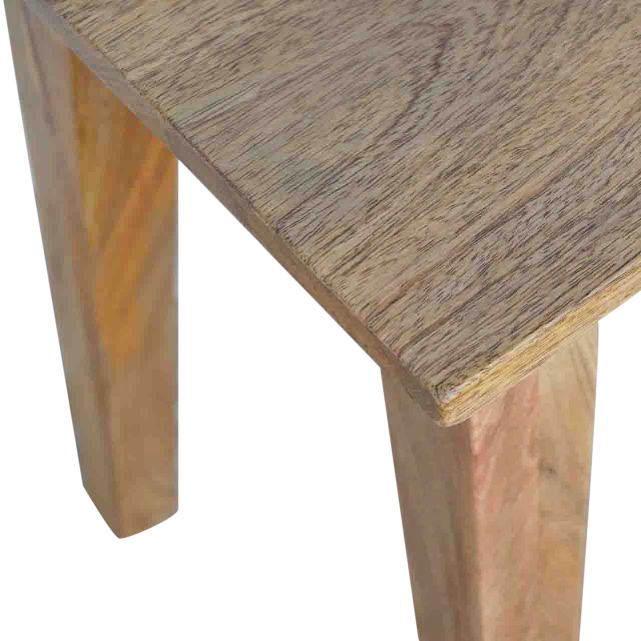 Solid Mango Wood Oak Finished Nordic Style Accent Stool - Image 2