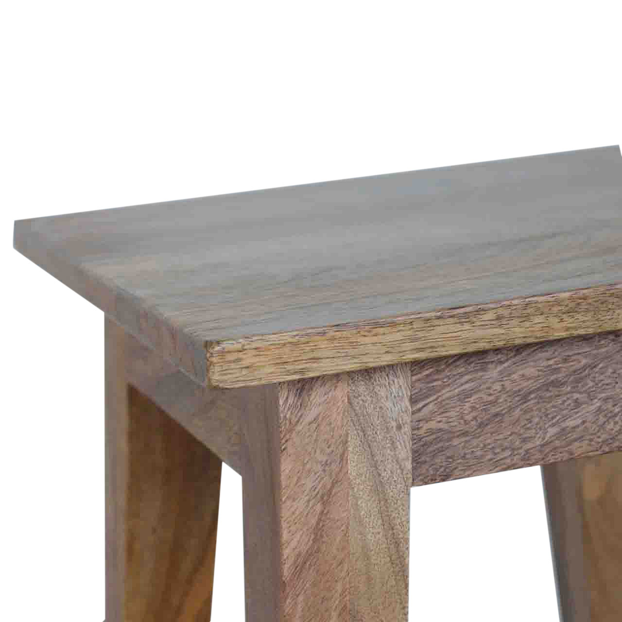 Solid Mango Wood Oak Finished Nordic Style Accent Stool - Image 4