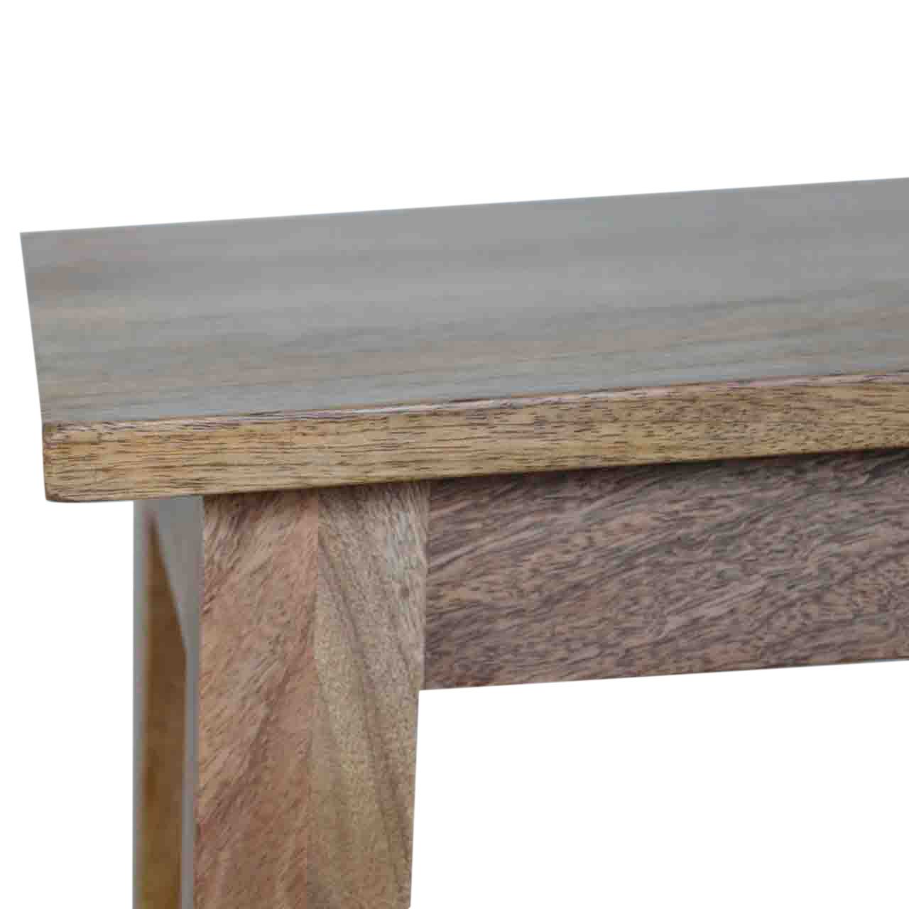 Solid Mango Wood Oak Finished Nordic Style Accent Stool - Image 5