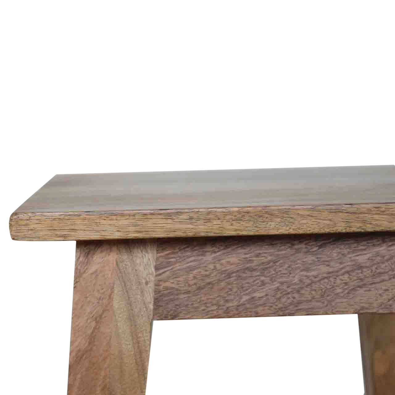 Solid Mango Wood Oak Finished Nordic Style Accent Stool - Image 9