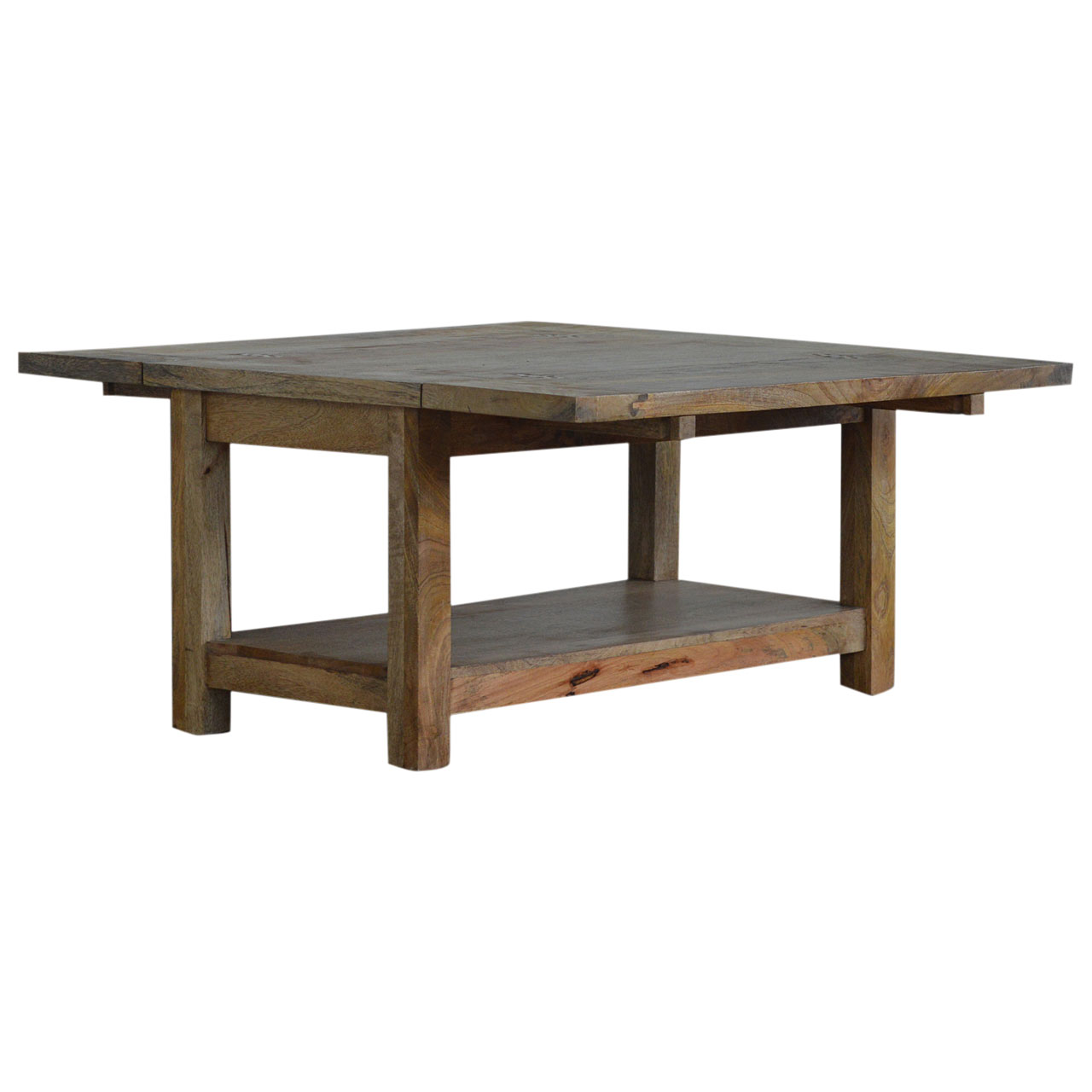 Solid Mango Wood Oak Finished Extending Trilogy Coffee Table - Image 3