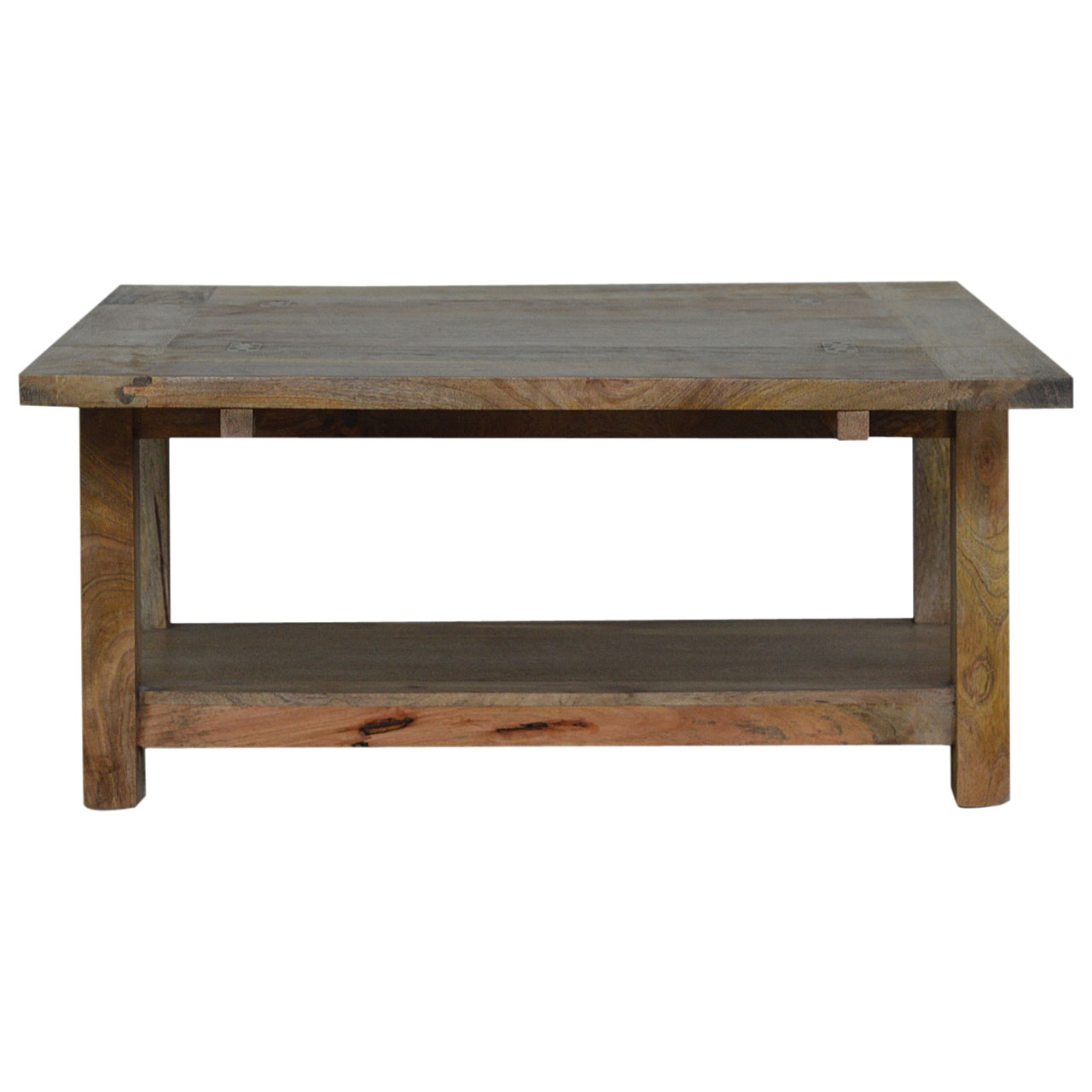 Solid Mango Wood Oak Finished Extending Trilogy Coffee Table - Image 8