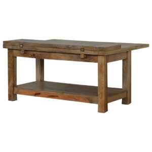 Solid Mango Wood Oak Finished Extending Trilogy Coffee Table