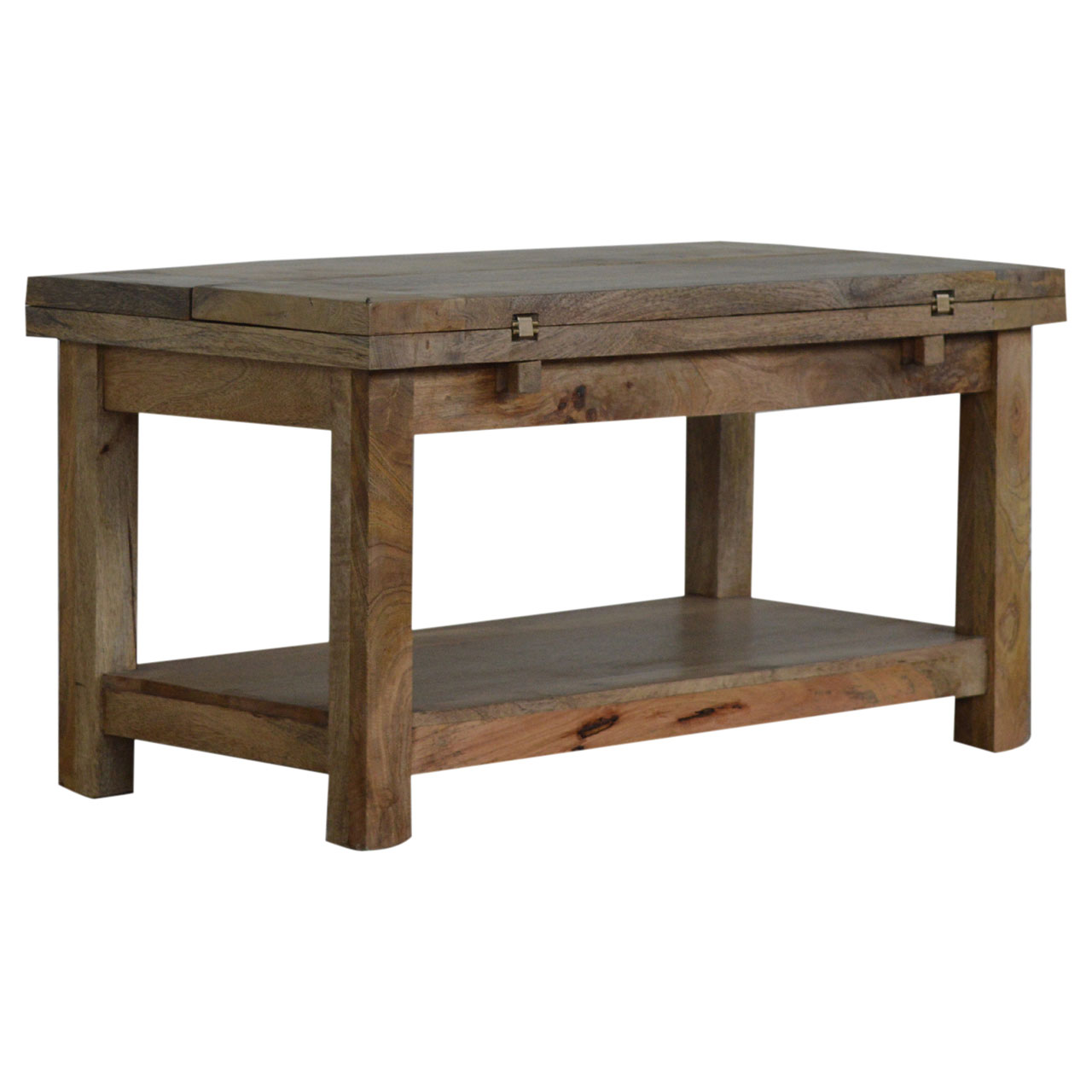 Solid Mango Wood Oak Finished Extending Trilogy Coffee Table - Image 10