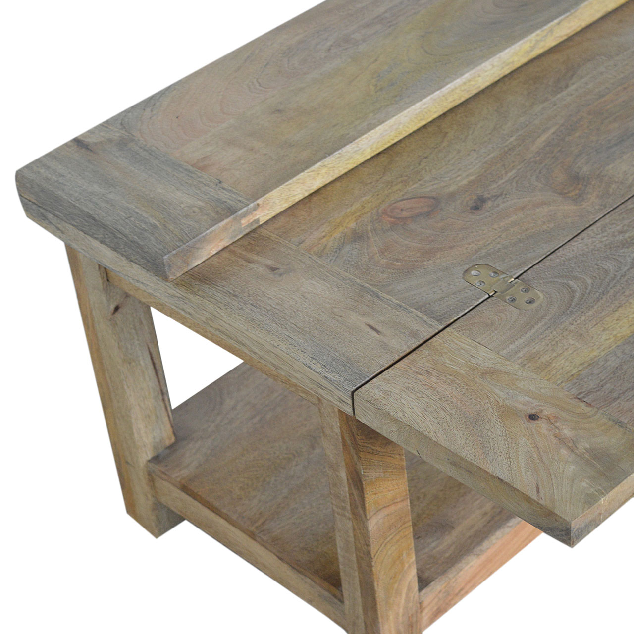 Solid Mango Wood Oak Finished Extending Trilogy Coffee Table - Image 4