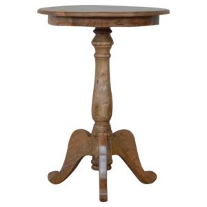 Solid Mango Wood Oak Finished Round Tea Table