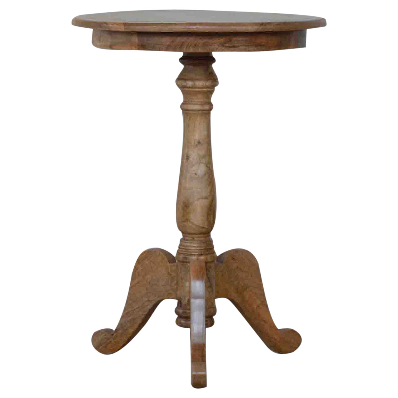 Solid Mango Wood Oak Finished Round Tea Table