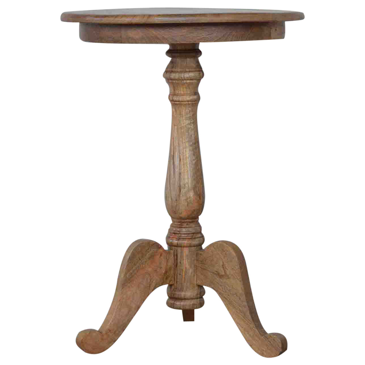Solid Mango Wood Oak Finished Round Tea Table - Image 8