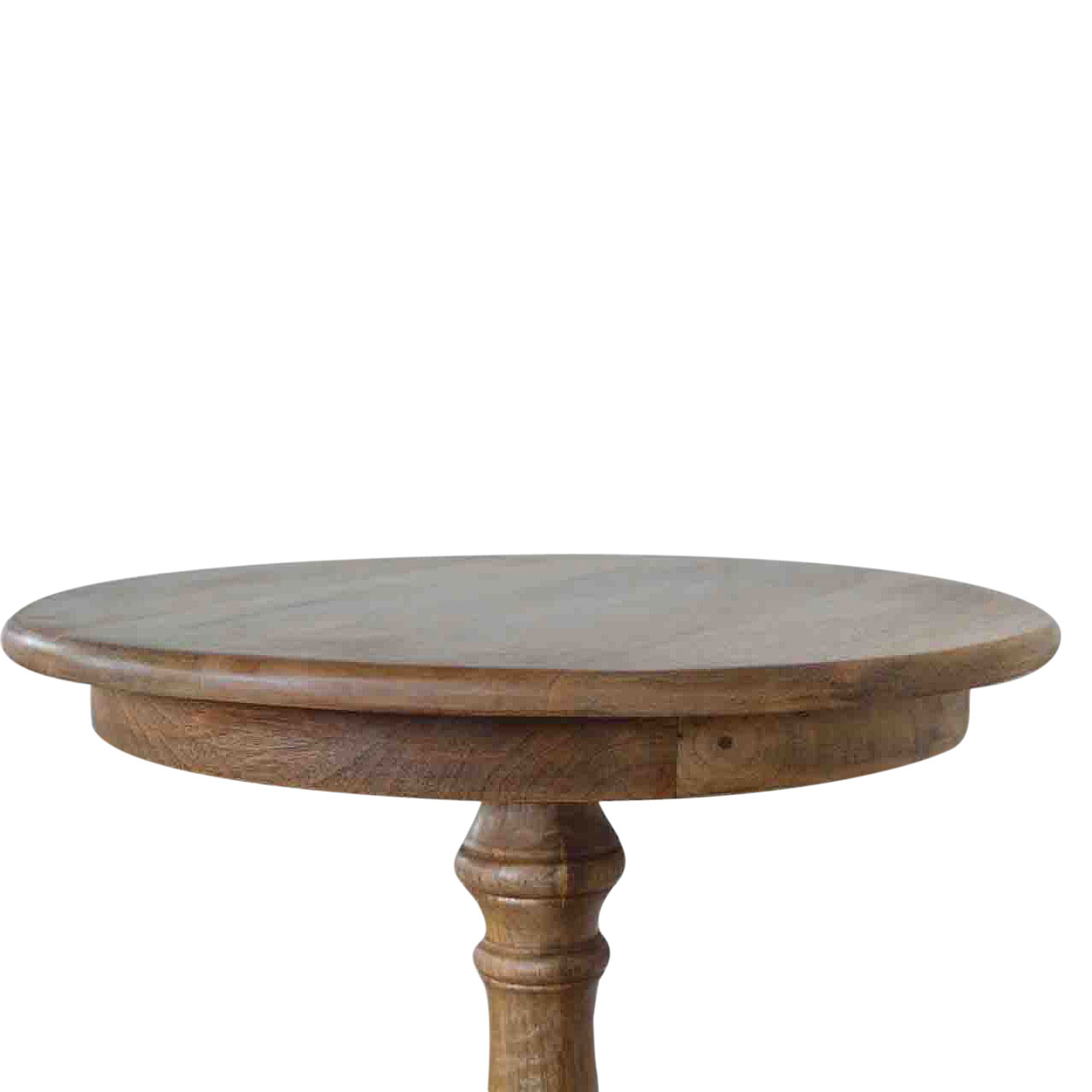 Solid Mango Wood Oak Finished Round Tea Table - Image 7