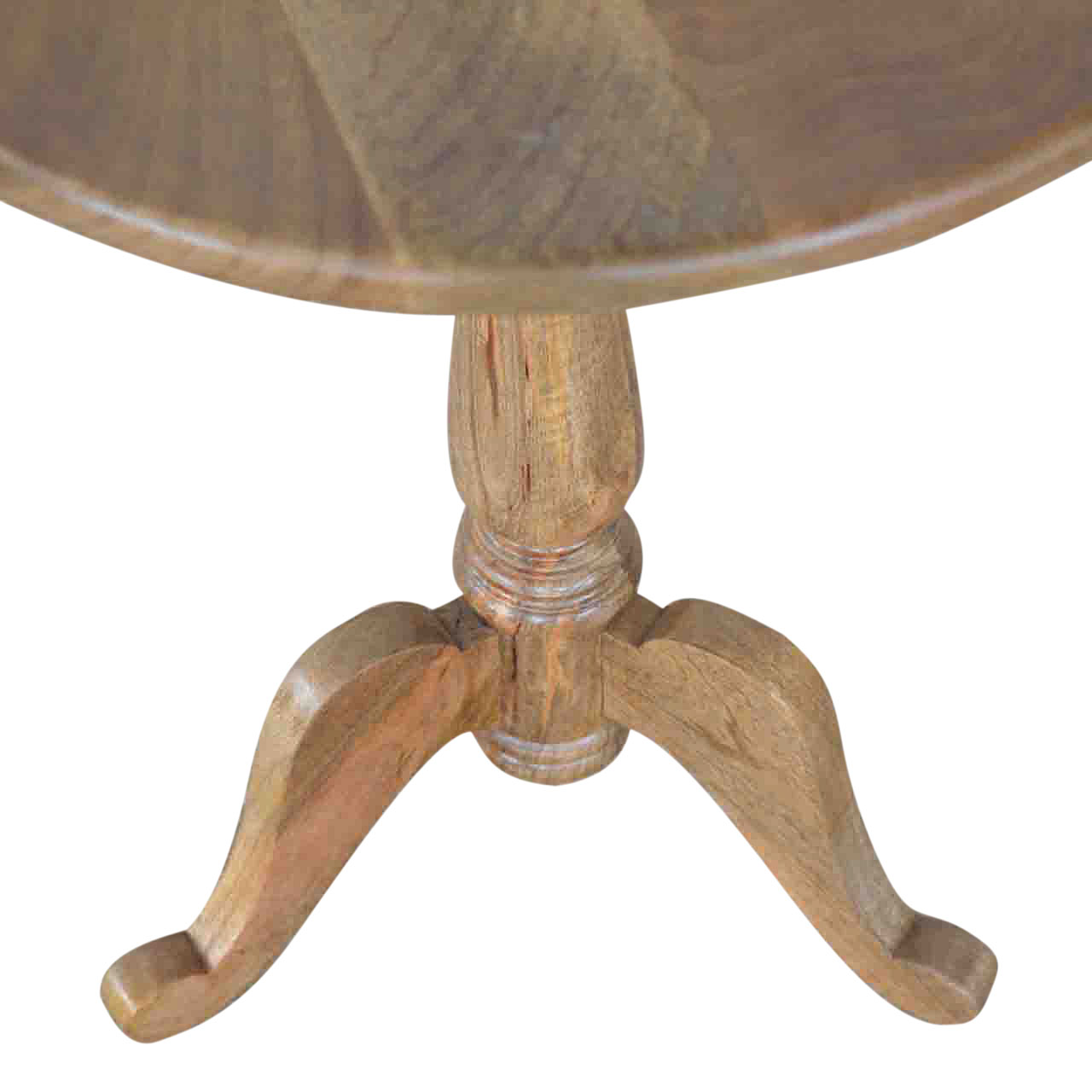 Solid Mango Wood Oak Finished Round Tea Table - Image 5