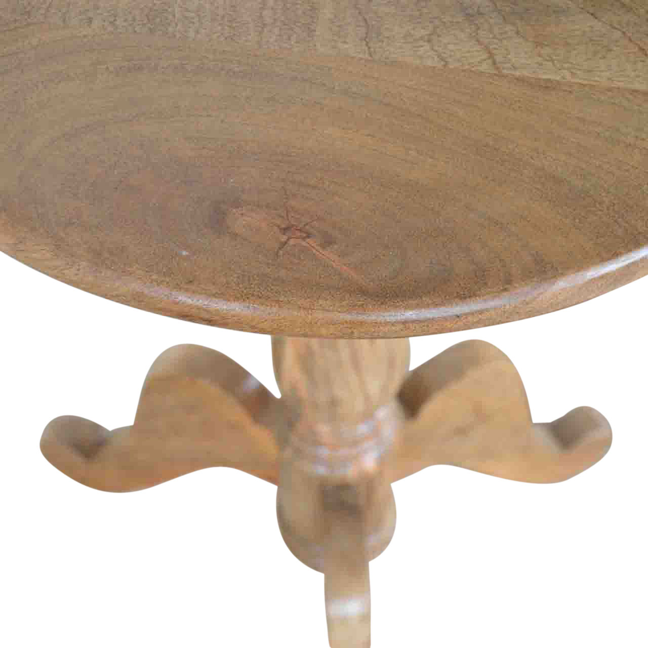 Solid Mango Wood Oak Finished Round Tea Table - Image 4