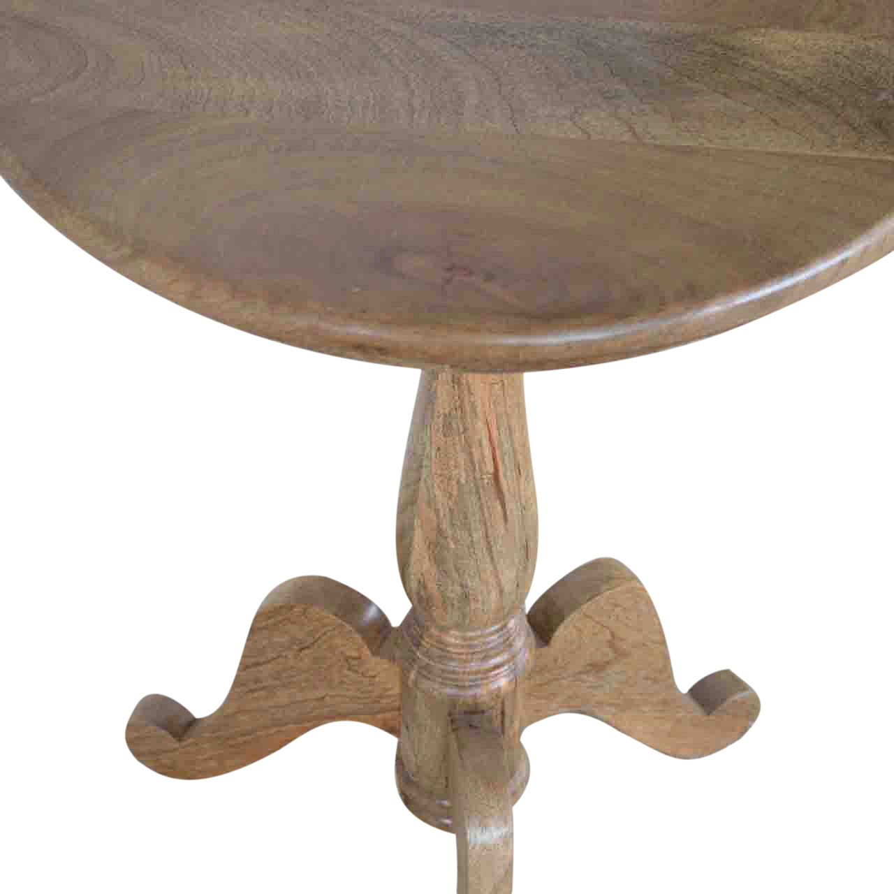 Solid Mango Wood Oak Finished Round Tea Table - Image 3