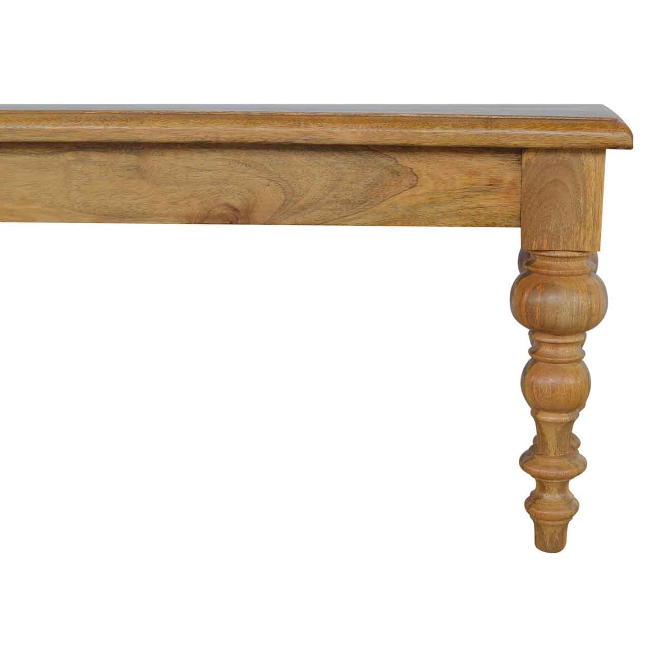 Solid Mango Wood Oak Finished Bench with Turned Legs - Image 6