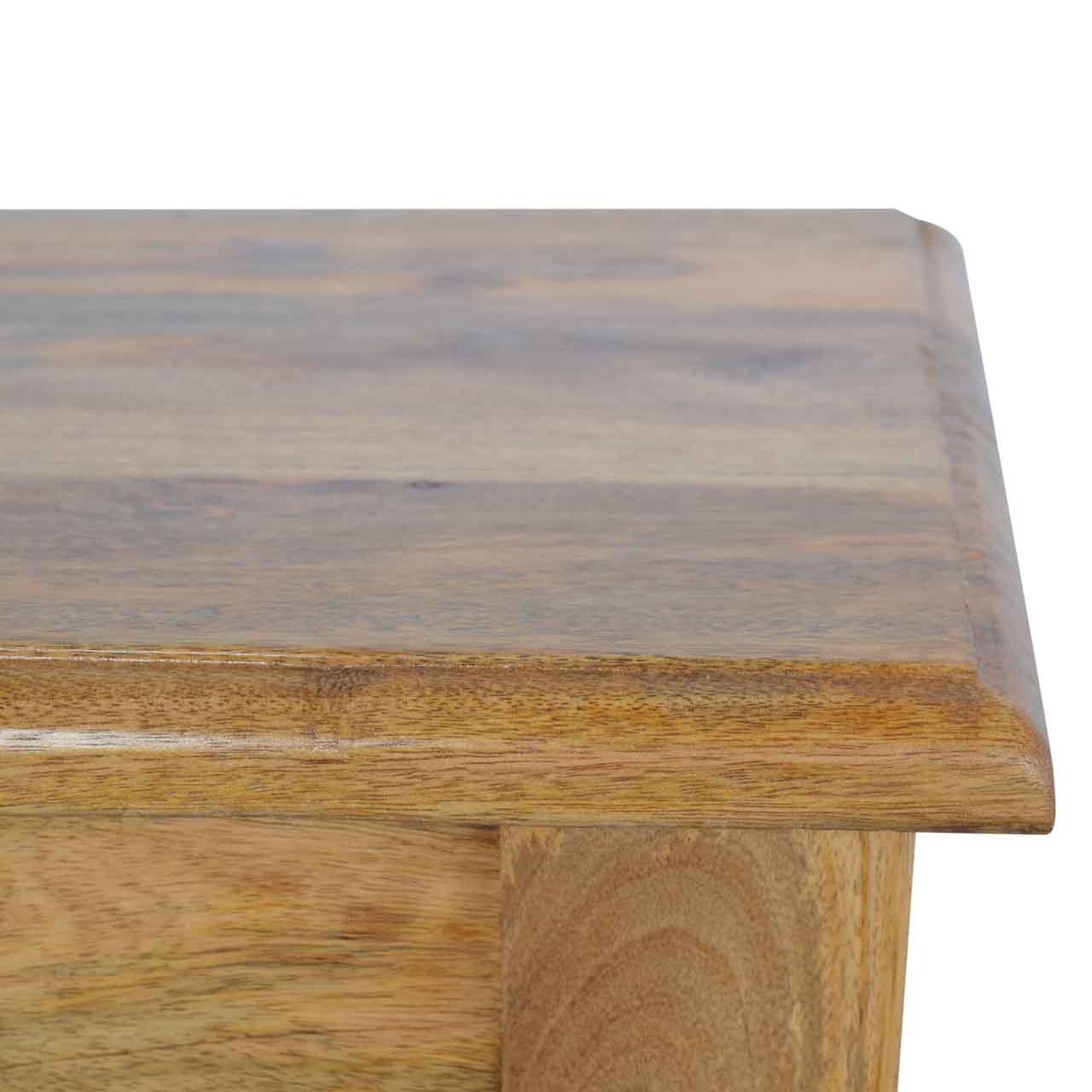 Solid Mango Wood Oak Finished Bench with Turned Legs - Image 5