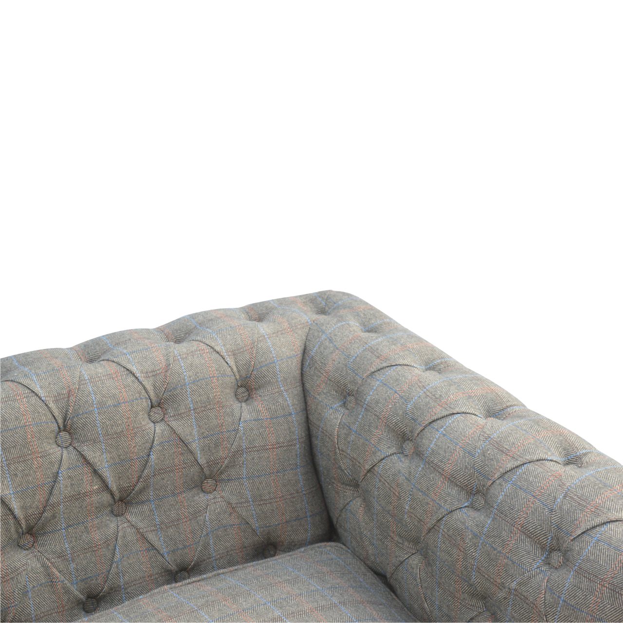 Solid Mango Wood Based Multi Tweed 3 Seater Chesterfield Sofa - Image 7