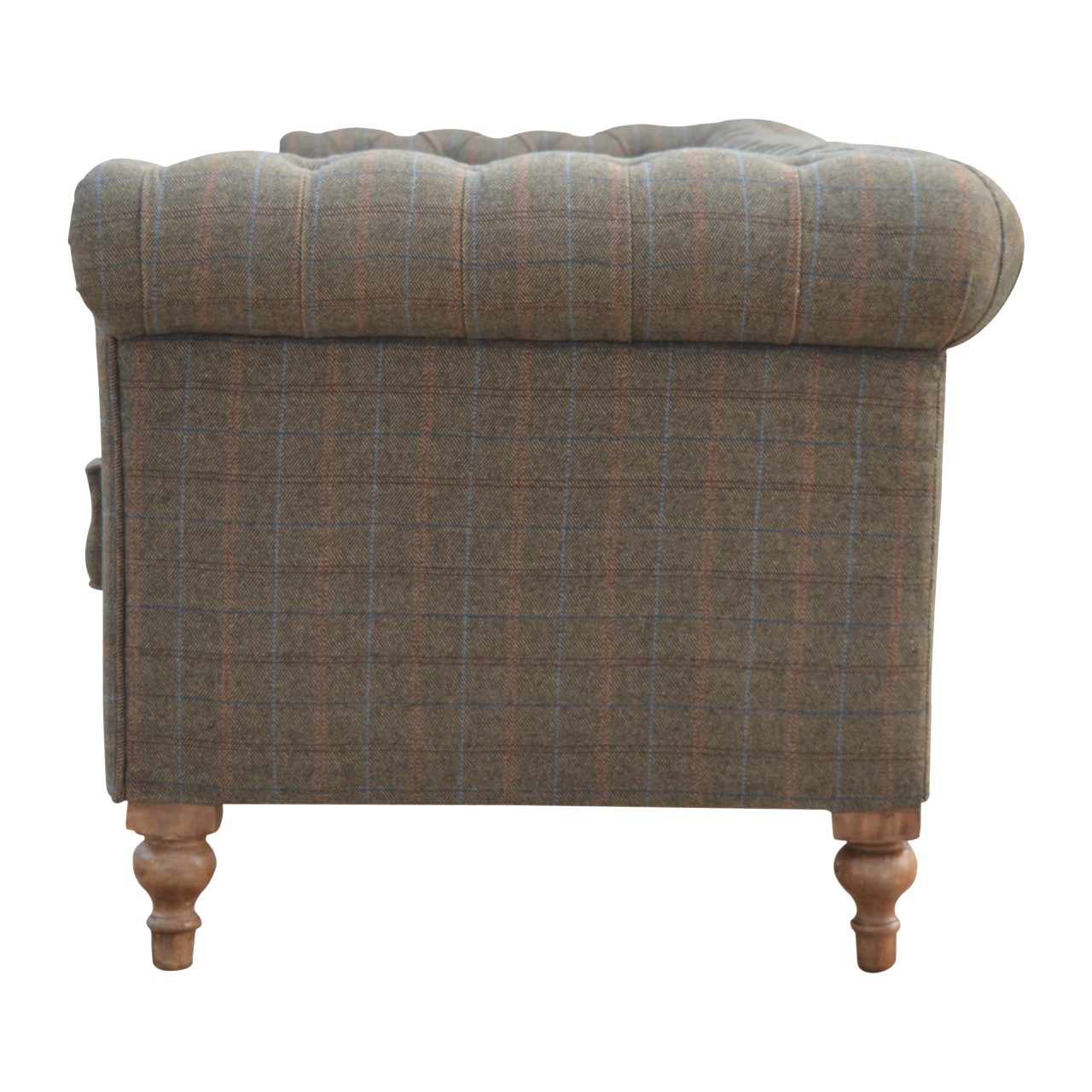 Solid Mango Wood Based Multi Tweed 3 Seater Chesterfield Sofa - Image 8