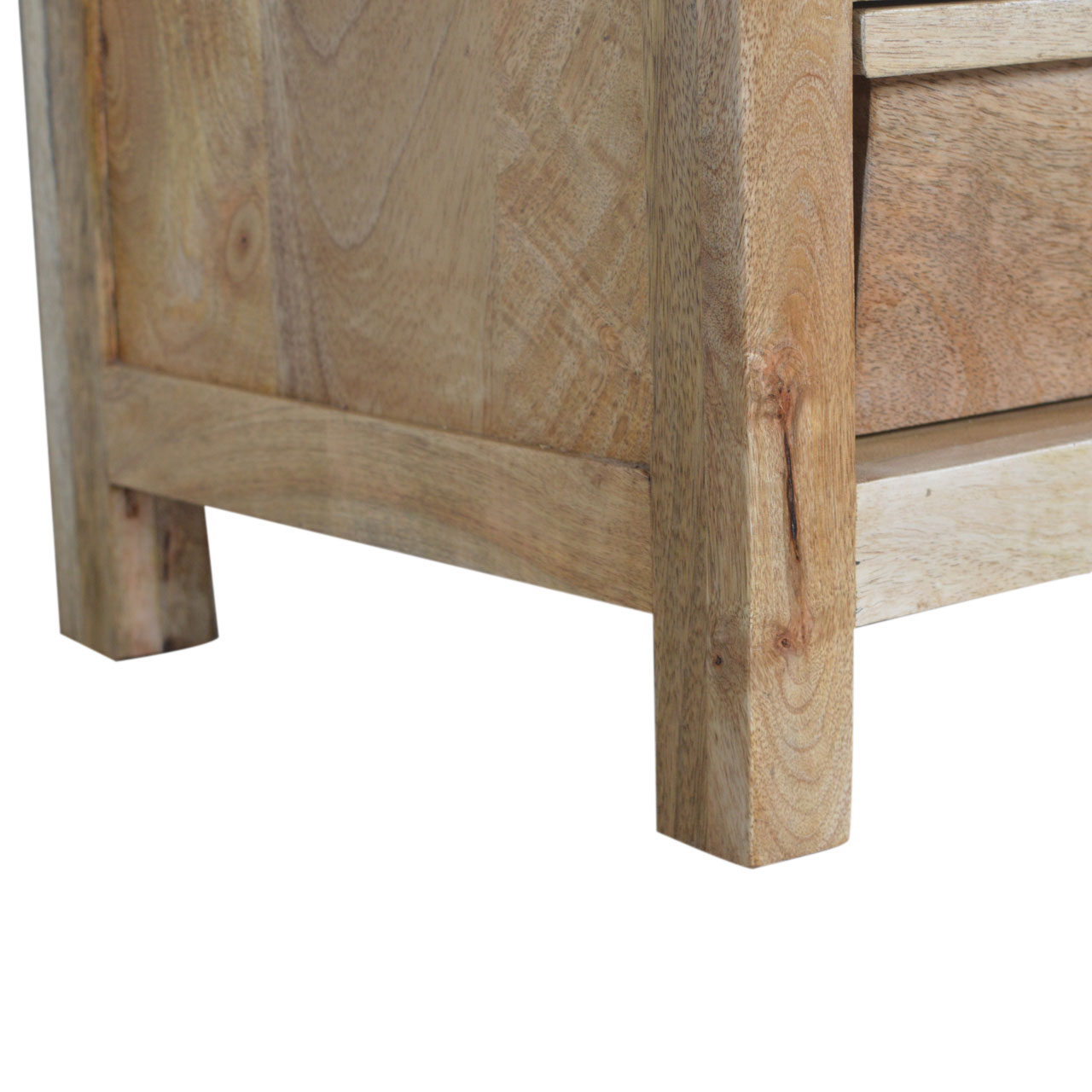 Solid Mango Wood Oak Finished 9 Bottle Wine Cabinet with 3 Drawer Storage - Image 13