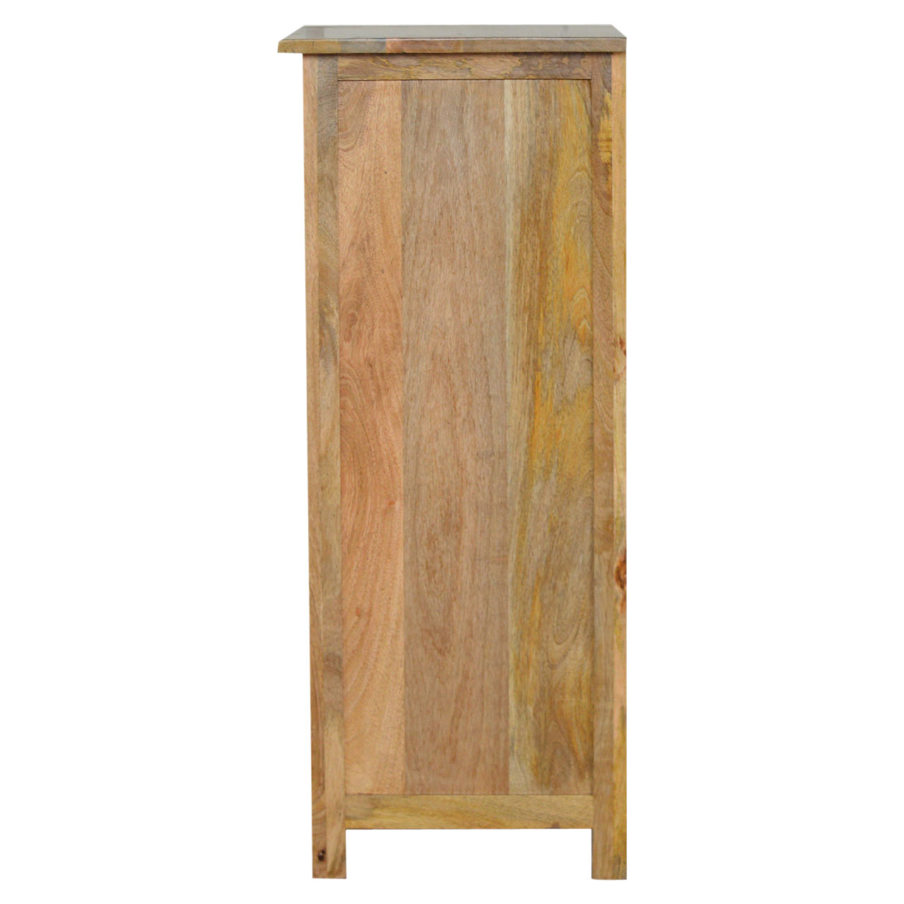 Solid Mango Wood Oak Finished 9 Bottle Wine Cabinet with 3 Drawer Storage - Image 8