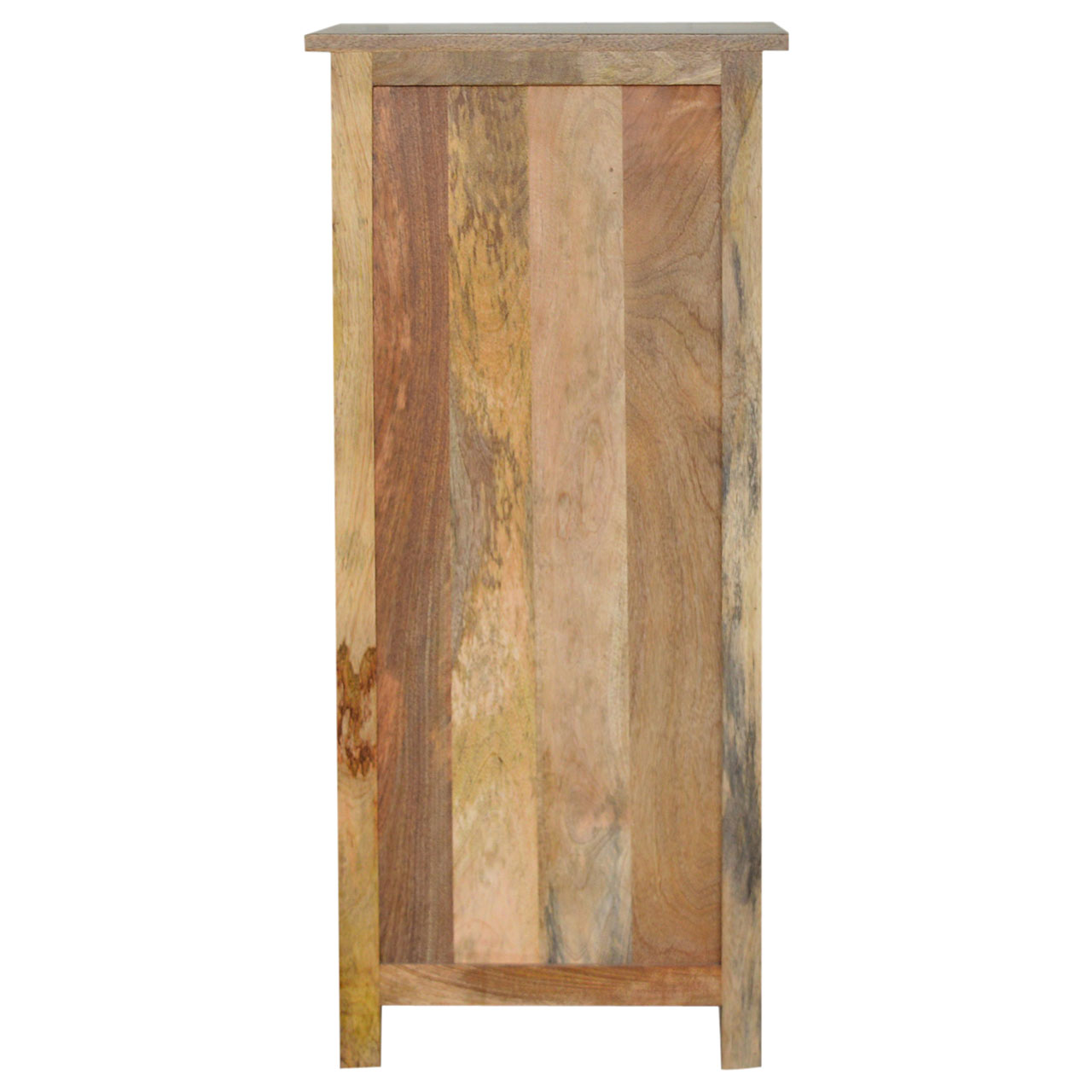 Solid Mango Wood Oak Finished 9 Bottle Wine Cabinet with 3 Drawer Storage - Image 11