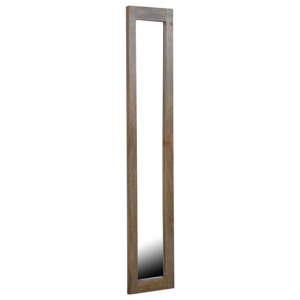 Solid Mango Wood Oak Finished Rectangular Wooden Mirror