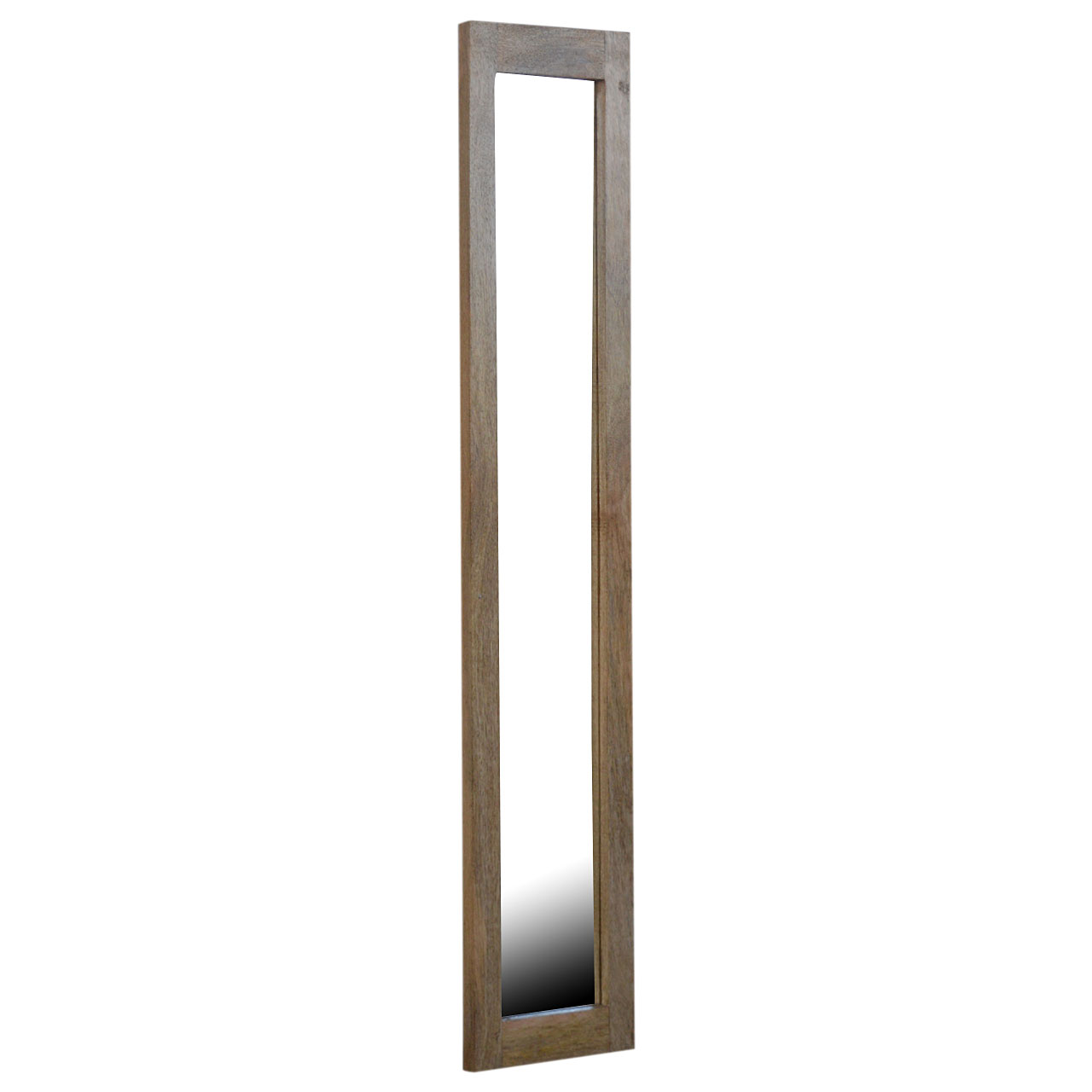 Solid Mango Wood Oak Finished Rectangular Wooden Mirror