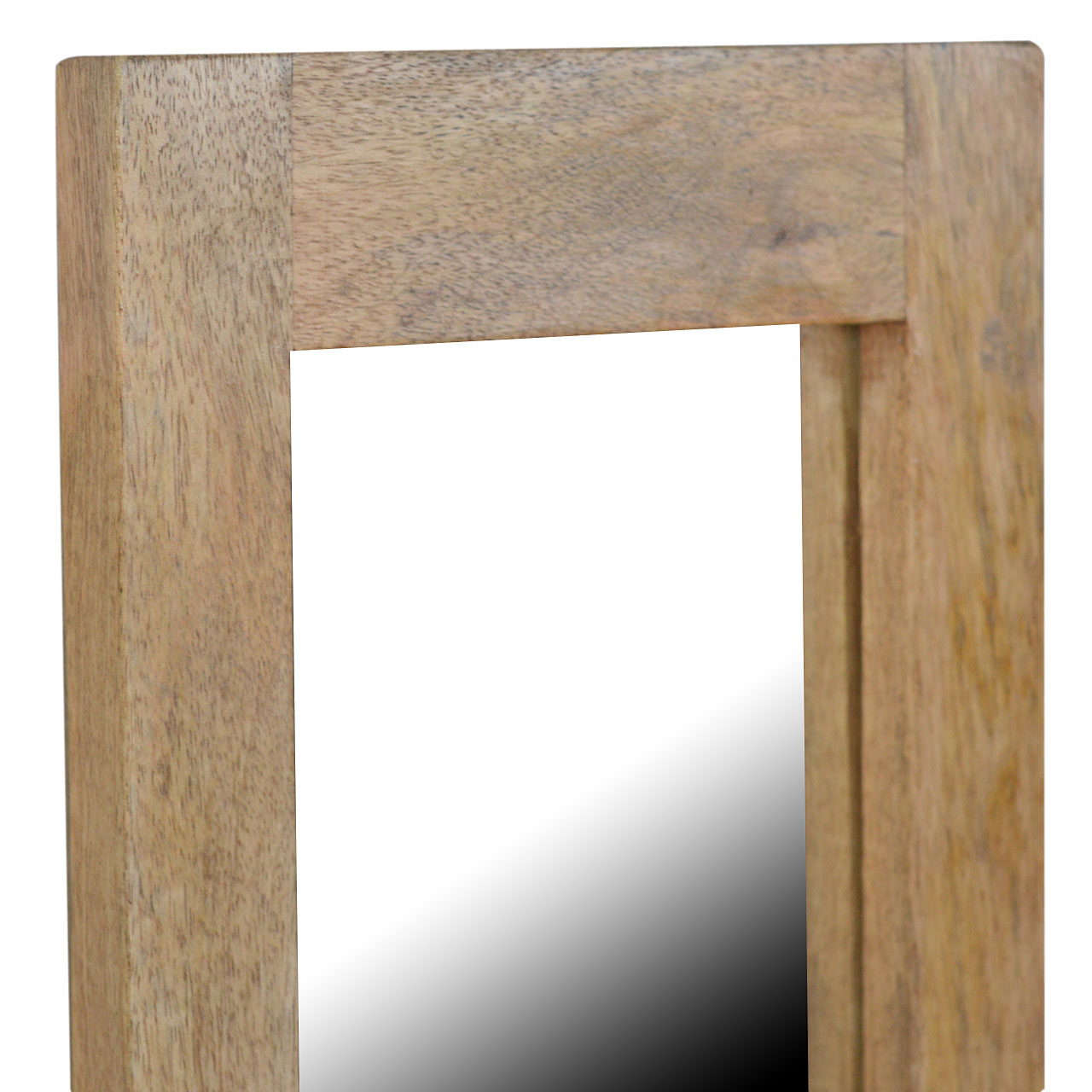Solid Mango Wood Oak Finished Rectangular Wooden Mirror - Image 3