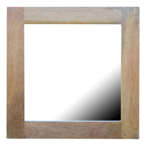 Solid Mango Wood Oak Finished Square Wooden Frame with Mirror