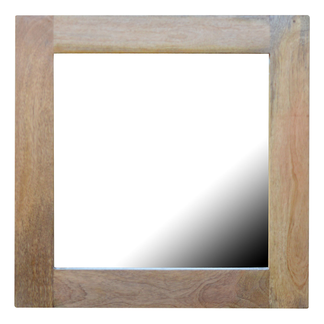 Solid Mango Wood Oak Finished Square Wooden Frame with Mirror
