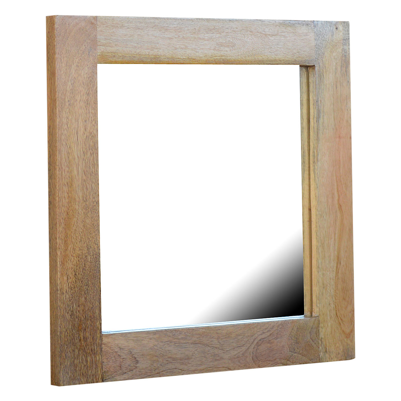Solid Mango Wood Oak Finished Square Wooden Frame with Mirror - Image 6
