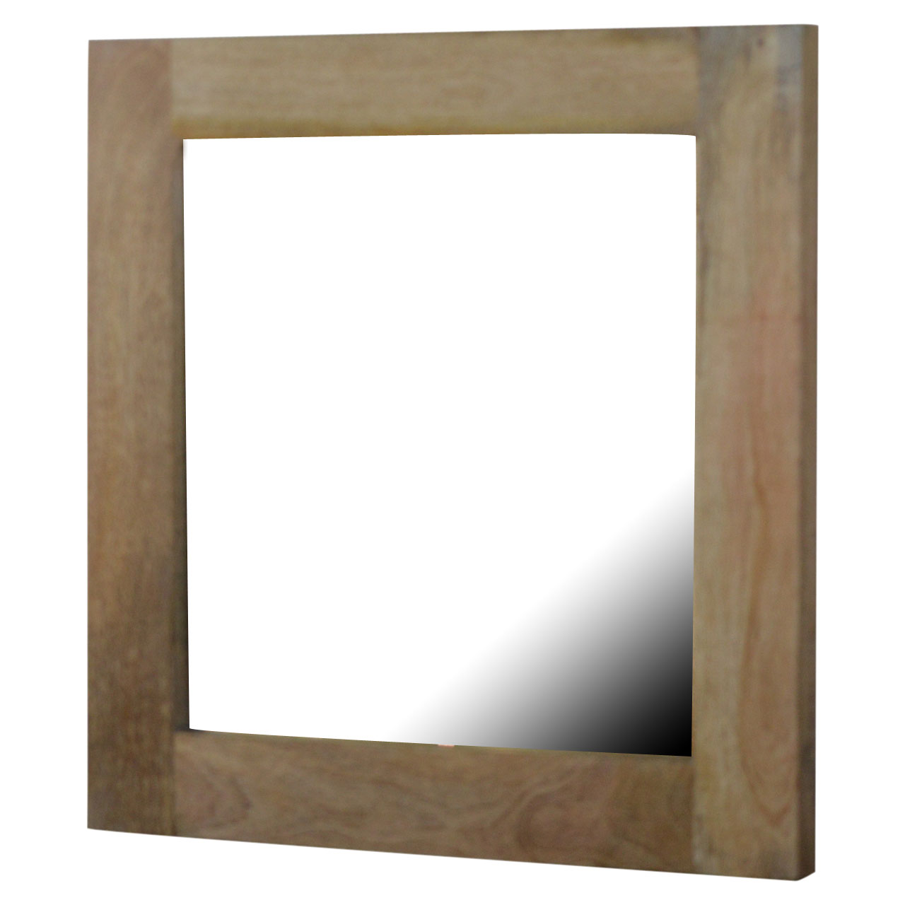 Solid Mango Wood Oak Finished Square Wooden Frame with Mirror - Image 2
