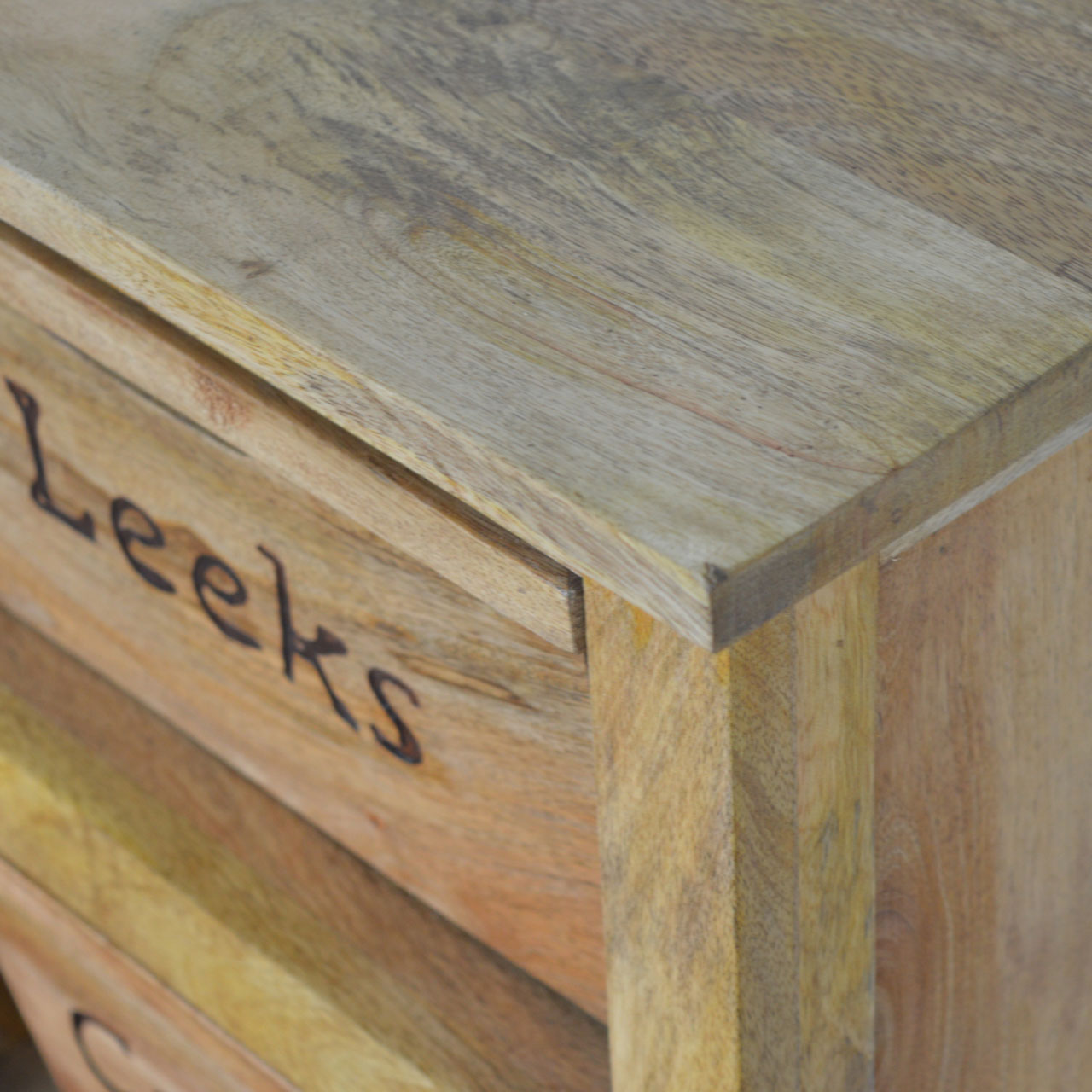 Solid Mango Wood Oak Finished 4 Drawer Kitchen Cabinet - Image 10