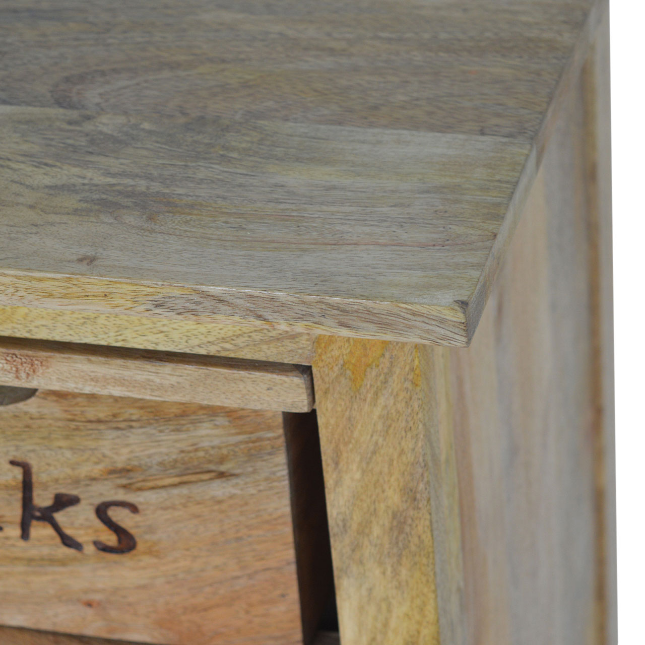 Solid Mango Wood Oak Finished 4 Drawer Kitchen Cabinet - Image 12