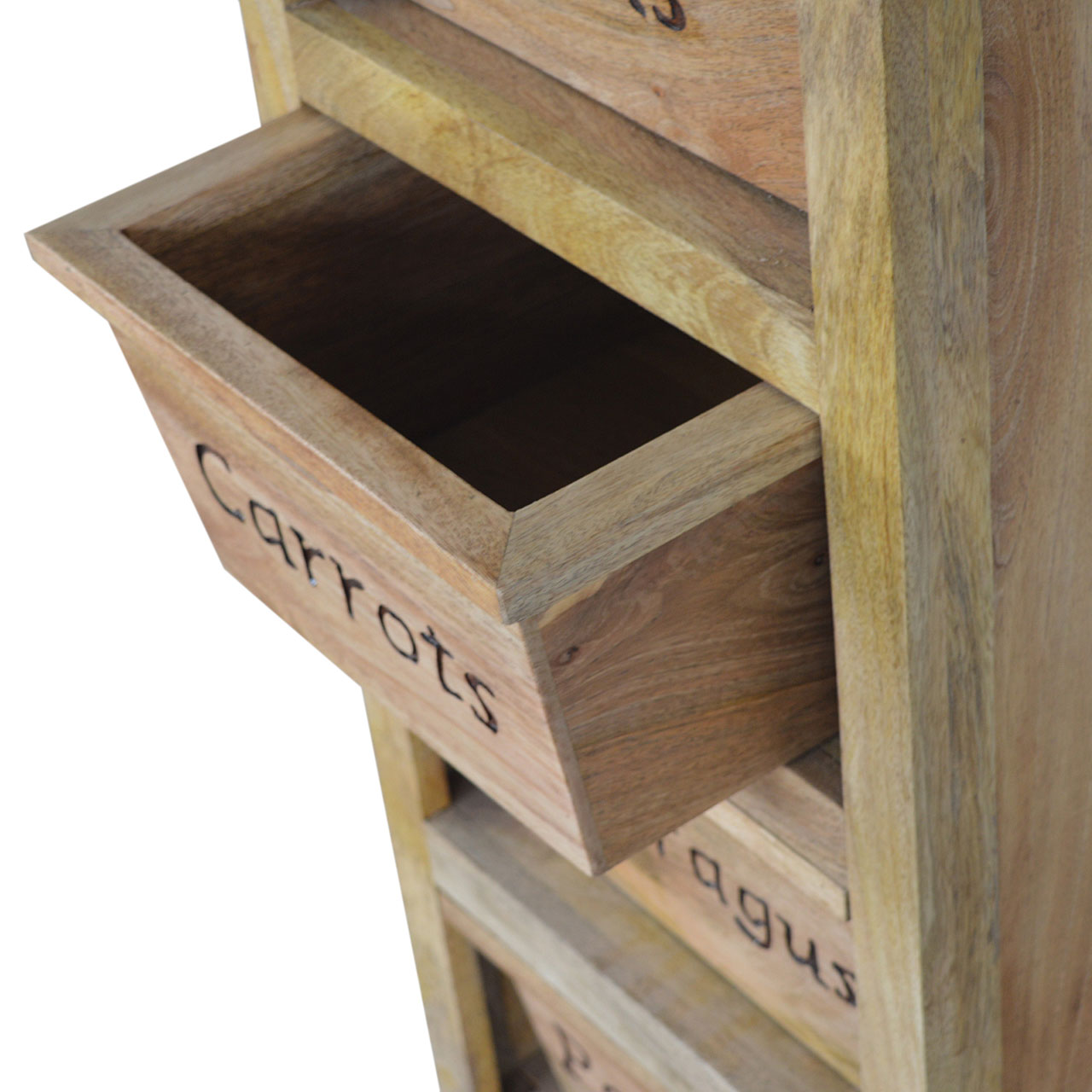 Solid Mango Wood Oak Finished 4 Drawer Kitchen Cabinet - Image 7