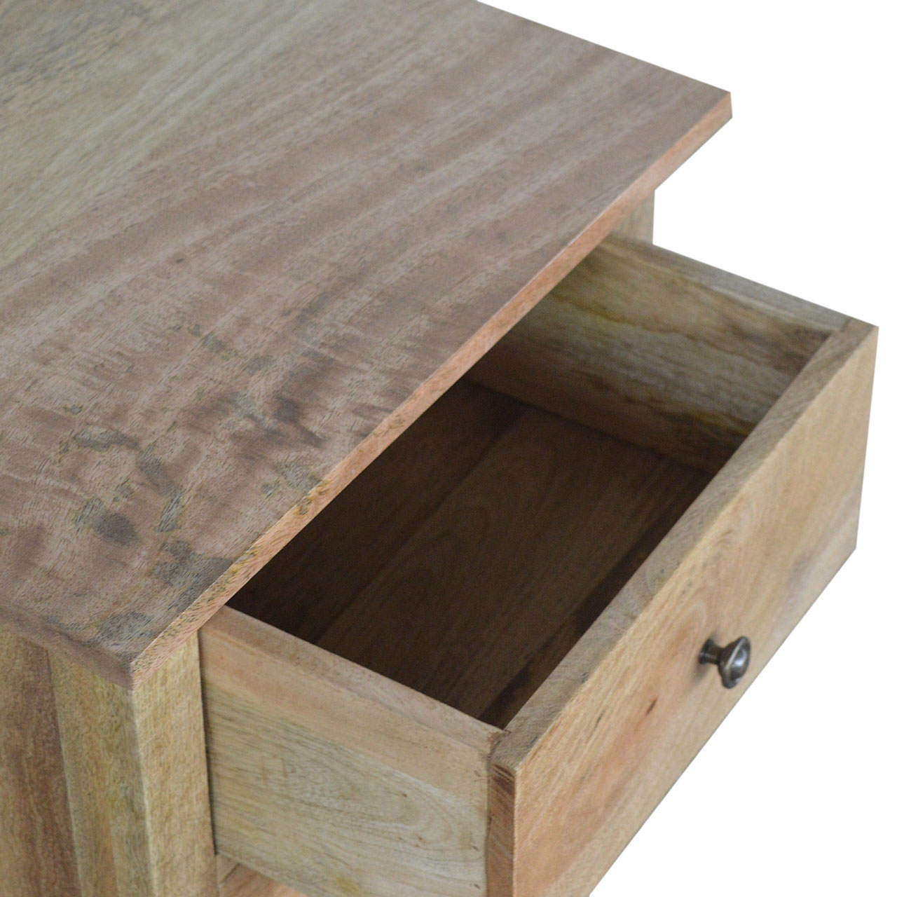Solid Mango Wood Oak Finished 3 Drawer Country Style Bedside - Image 7