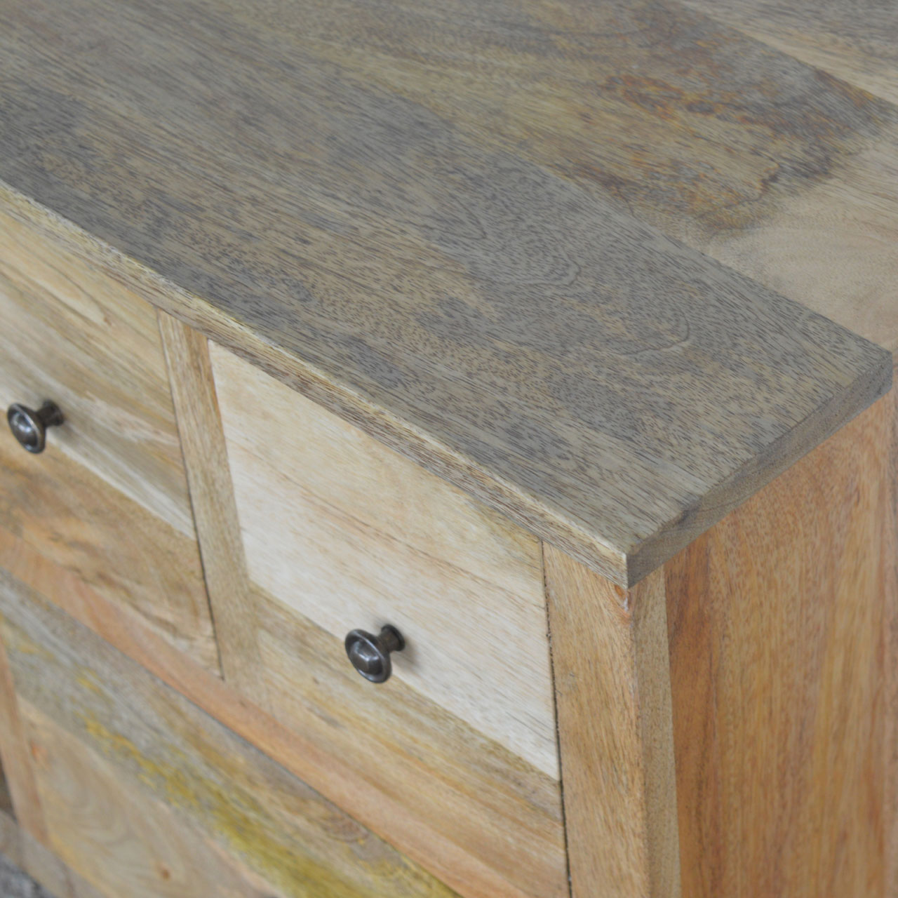 Solid Mango Wood Oak Finished 3 Drawer Country Media Unit - Image 6