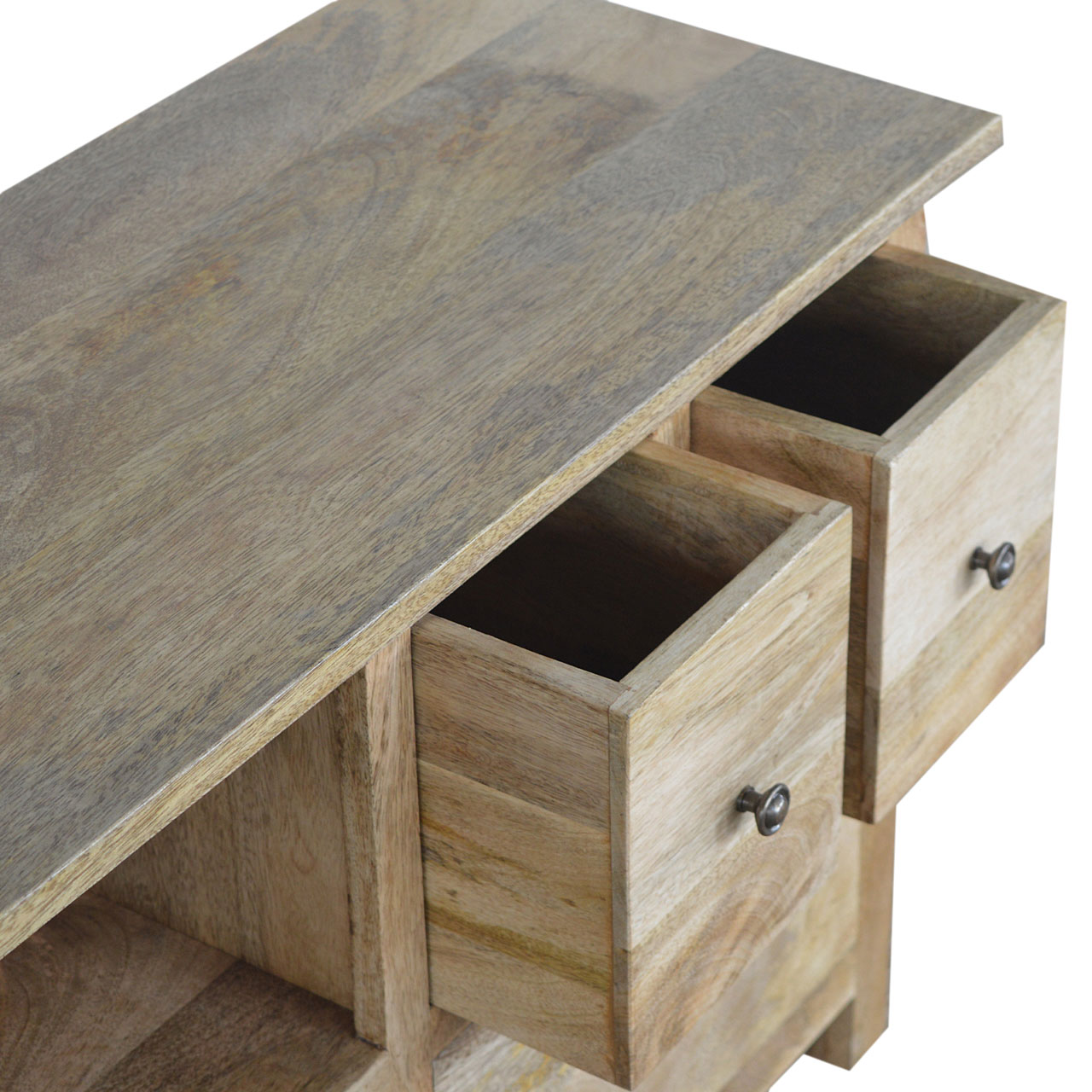 Solid Mango Wood Oak Finished 3 Drawer Country Media Unit - Image 7