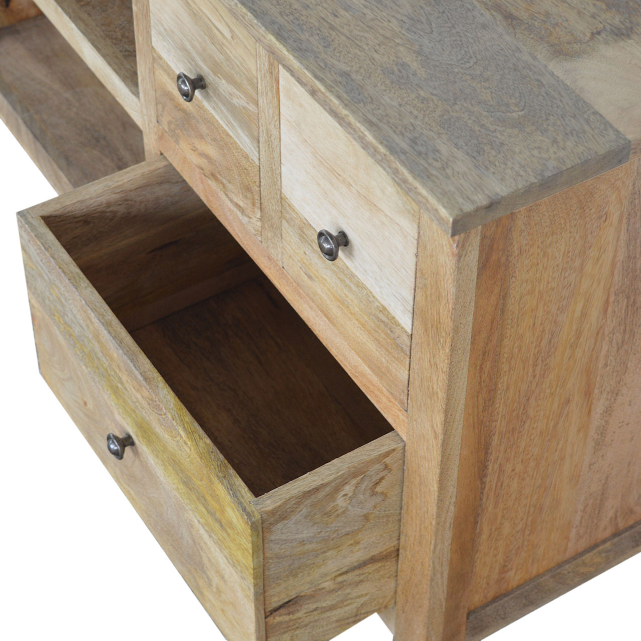 Solid Mango Wood Oak Finished 3 Drawer Country Media Unit - Image 9
